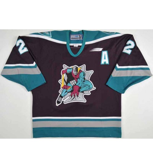 Custom OHL London Knights 1994-00 Road Hockey Jersey Purple